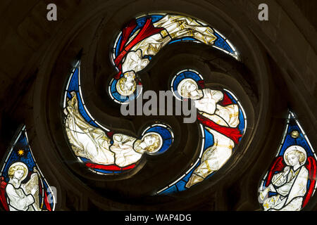 West Window detail, St. Andrew`s Church, Glaston, Rutland, England, UK Stock Photo